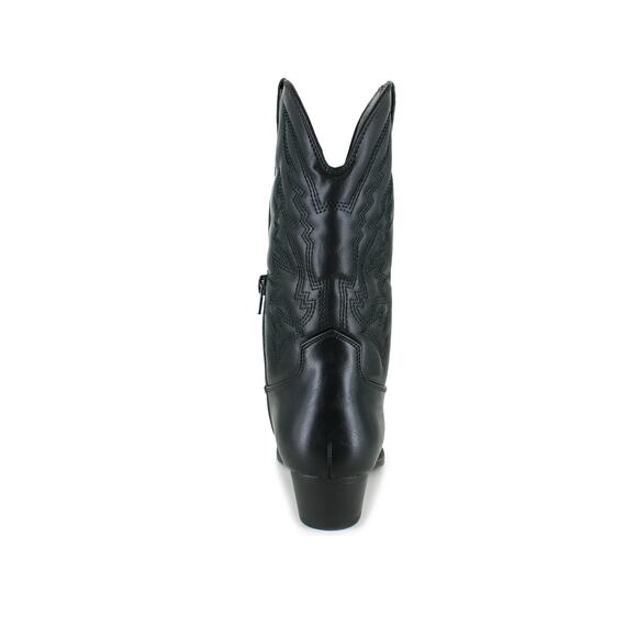 WESTERN COWBOY BOOTS MID HEIGHT POINTED TOE BLOCK HEEL HALF SIDE ZIP BLACK 10M - Picture 4 of 7